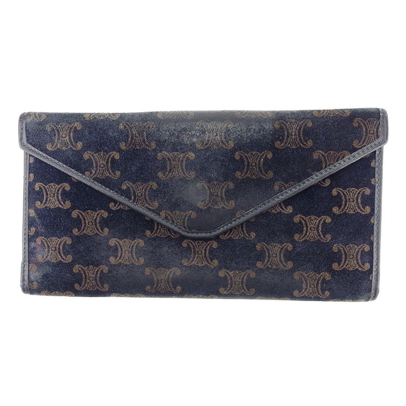 Celine suede long Blue leather macadam Navy Wallet - Picture 1 of 6